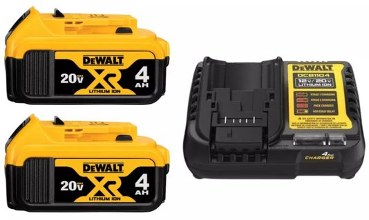 Kit Carregamento 20V DCB1104 Bivolt + 2 Baterias 4,0ah -Dewalt