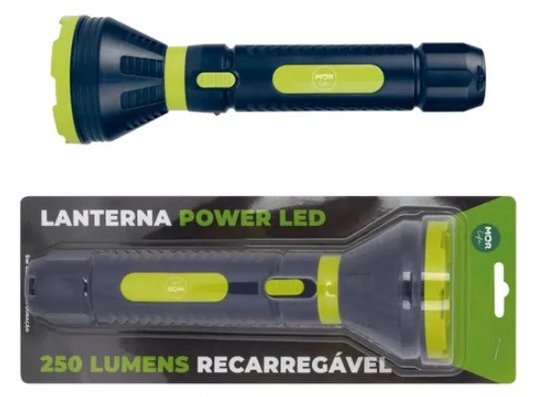Lanterna Power Led 250 Lúmens Azul/Verde Recarregável 9183 -Mor