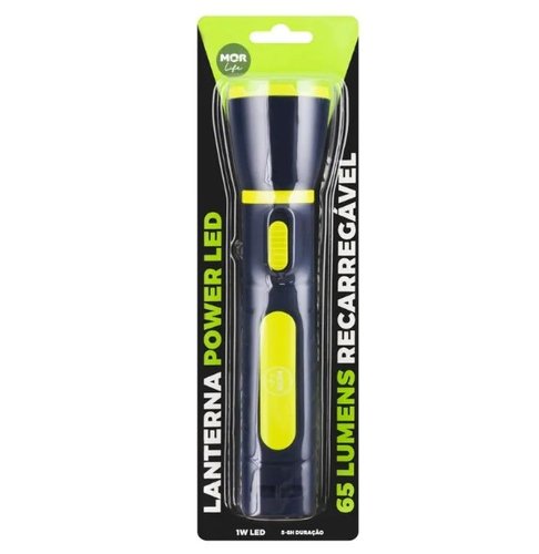 Lanterna Power Led 65 Lúmens Azul/Verde Recarregável 9181 -Mor