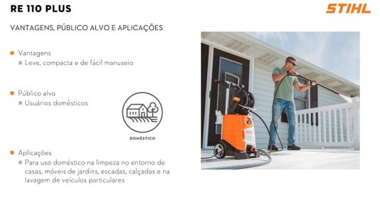 Lavadora de Alta Pressão RE 110 Plus 1.740lbs 510l/h 220V 49500114539 -Stihl