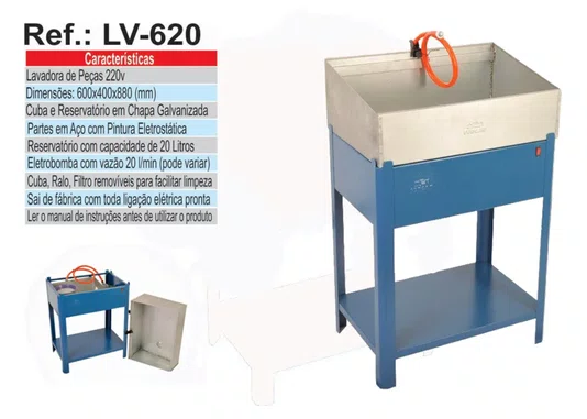 Lavadora de Peças 600mm 20 Litros com Eletrobomba 220V FERCAR-LV-620