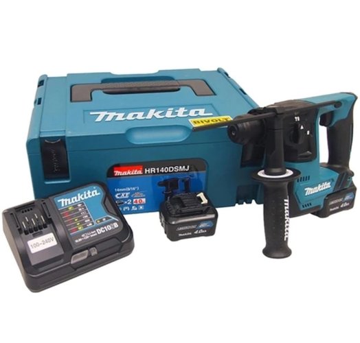 Martelete Rotativo a Bateria 12V HR140DSMJ 14MM +02 Baterias 4AH +Carregador Bivolt e Maleta -Makita