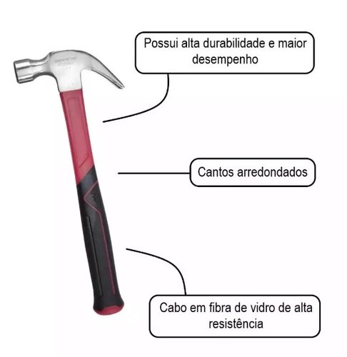 Martelo Unha com Cabo de Fibra 28mm R92420023 -Gedore Red
