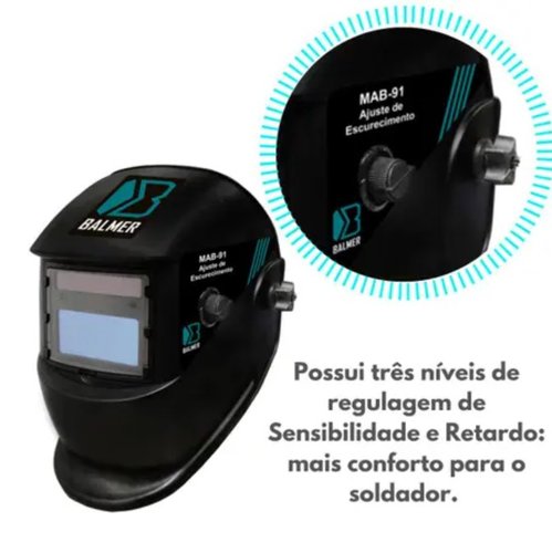 Máscara Eletronica de Solda com Regulagem DIN 9-13 MAB 91 -Balmer