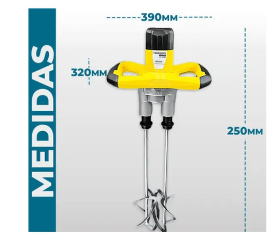 Misturador de Argamassa e Tinta Elétrico MEL-1800 700rpm 1.800W 220V Com Haste Dupla -Menegotti