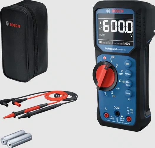 Multimetro Digital GDC 600-15 CAT III 600V AC/DC +Pilhas e Bolsa -Bosch