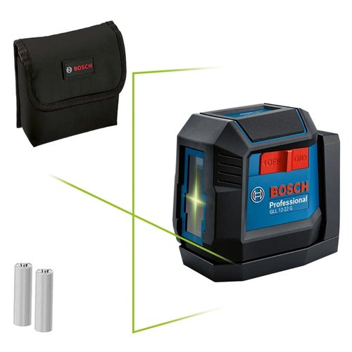 Nivel a Laser 2 linhas Verdes 12M GLL 12-22G de Chão + Pilha -Bosch