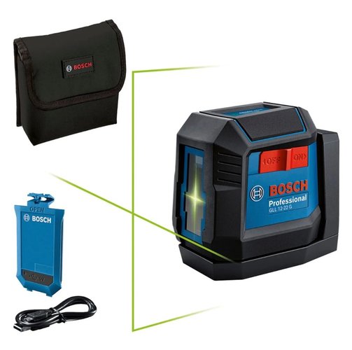 Nivel a Laser 2 Linhas Verdes 12M GLL 12-22G LI + Bateria 1ah e Bolsa -Bosch