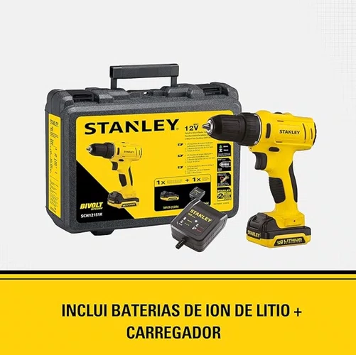 Parafusadeira de Impacto 12V 3/8'' SCH121S1K-BR +Kit Carregamento Bivolt e Maleta -Stanley