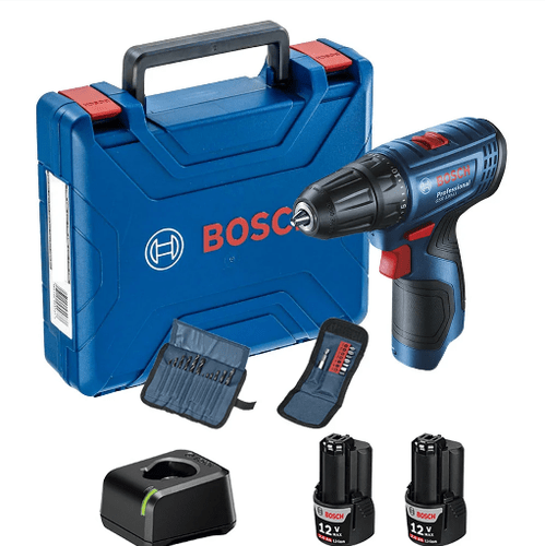 Parafusadeira Furadeira GSR 120- LI 12V com 2 Baterias e Maleta e Acessórios