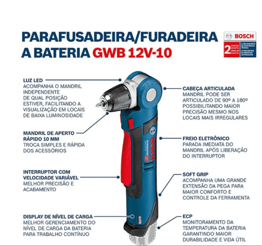 Parafusadeira/Furadeira GWB 12V 10SB sem Bateria com Maleta