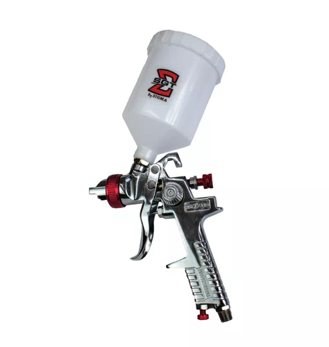 Pistola De Pintura Pneumática SGT3011B Bico 1.3mm Alimentação por Gravidade Caneca de Nylon 600ml -Sigma