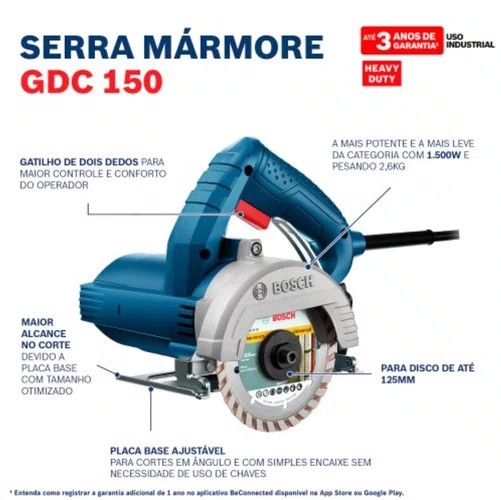 Serra Marmore Titan GDC 150 1.500W +1 Disco e Chave 06015486E1 -Bosch