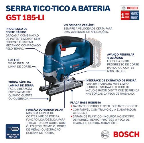 Serra Tico Tico a Bateria 18V GST 185-LI Sem bateria e Carregador -Bosch