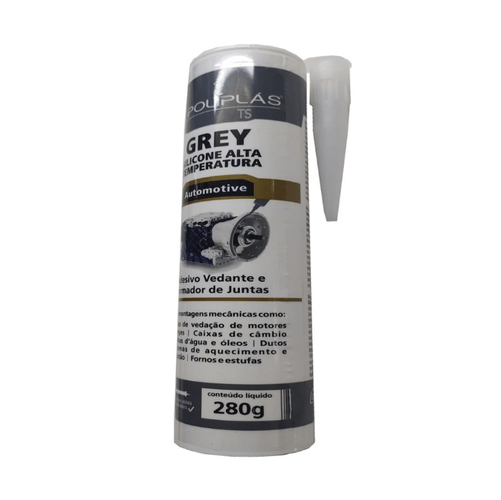 Silicone Acético Alta Temperatura Cinza Tubo 280G -Poliplas