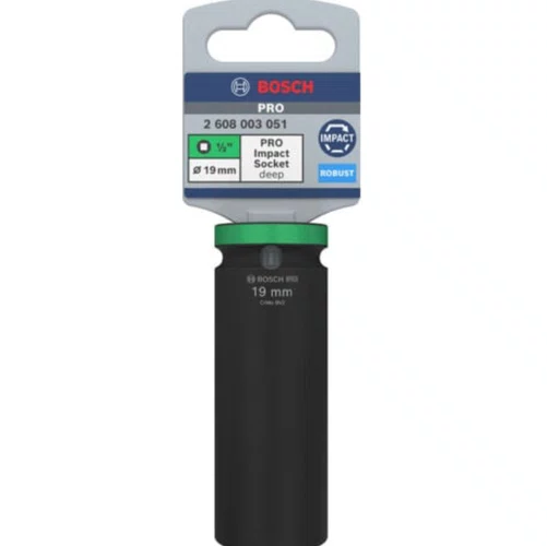 Soquete impacto 1/2'' 19mm sextavado longo 2608003051 Bosch