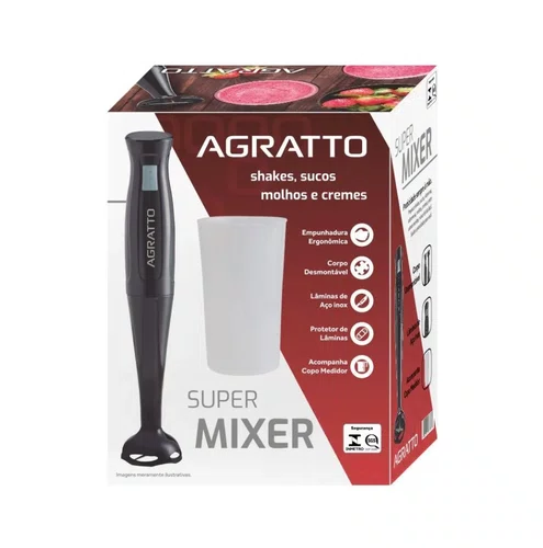 Super Mixer Elétrico 200W com Copo 700ml MX-02 Preto 220V - Agratto