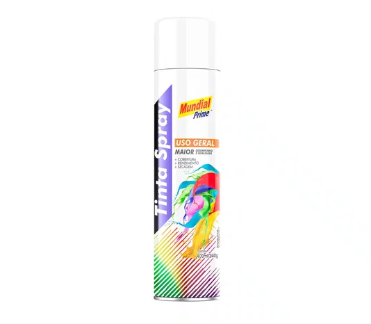 Tinta Spray 400ml Branco Fosco AE01000094 MUNDIAL PRIME