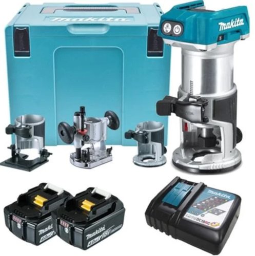 Tupia Manual a Bateria 18V DRT50RMJX2 +02 Baterias 4AH +Carregador Bivolt +03 Bases e Maleta -Makita