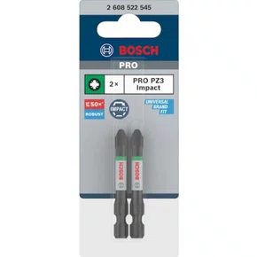 Bit Pozidrive PZ3 1/4'' 55mm com 02 Peças Pro Impact -Bosch Bit Pozidrive PZ3 1/4'' 55mm com 02 Peças Pro Impact -Bosch