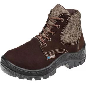 Botina de Segurança Couro Nobuck Café 50B26-CB Bico de PVC Tamanho 38 -Marluvas