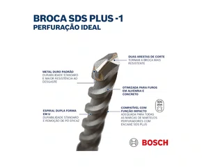 Broca SDS Plus 1 5,5 x 160 mm para Concreto BOSCH-2608680261 Broca SDS Plus 1 5,5 x 160 mm para Concreto BOSCH-2608680261