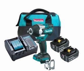 Chave de Impacto a Bateria 18V DTW700 1/2'' + Kit Carregamento Bivolt e Bolsa -Makita