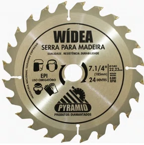 Disco de Serra Circular 7.1/4" (185mm) 24D Wídea para Madeira – Pyramid