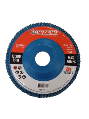 Disco Flap com Base Plástica 4.1/2'' (115MM) Zircônio Grão 40 -Maqdima Disco Flap com Base Plástica 4.1/2'' (115MM) Zircônio Grão 40 -Maqdima