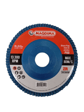 Disco Flap com Base Plástica 4.1/2'' (115MM) Zircônio Grão 60 -Maqdima Disco Flap com Base Plástica 4.1/2'' (115MM) Zircônio Grão 60 -Maqdima
