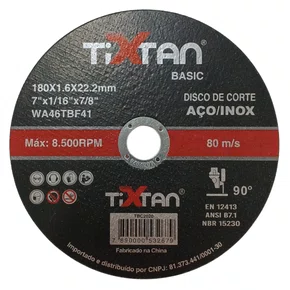 Discos de Corte 7 X 1.6MM TBC2020 Tixtan Basic Preto