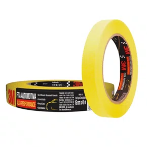 Fita Crepe Automotiva 16mm x 40MT Alta Performance Amarela a Unidade -3M Fita Crepe Automotiva 16mm x 40MT Alta Performance Amarela a Unidade -3M