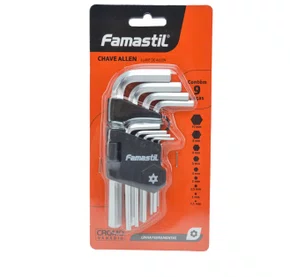 Jogo chave Allen longa 1,5 a 10 mm com 9 peças Famastil