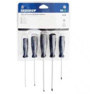 Jogo de Chave de Fenda e Philips 1/8"x5" a 1/4"x6" 5 peças 036450 Gedore