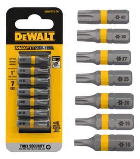 Jogo de Pontas Bits P/Parafusar Torx com 07 Peças Maxfit Ultra -Dewalt Jogo de Pontas Bits P/Parafusar Torx com 07 Peças Maxfit Ultra -Dewalt