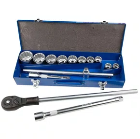 Jogo de Soquetes 3/4'' 22 a 50mm Estriado Com 14 Peças R010239 -RioSul Tools