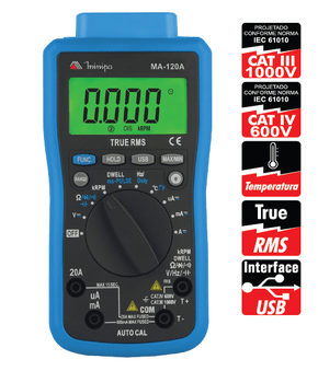 Multímetro Digital Automotivo Minipa  MA120A Multímetro Digital Automotivo Minipa  MA120A
