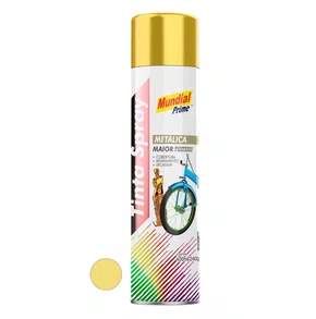 Tinta Spray Metálica 400ml Ouro Brilhante MUNDIAL PRIME