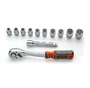 Jogo de Soquetes Sextavados de 10-24mm Encaixe de 1/2" com Chave Catraca 12 Peças S69005014 ROBUST