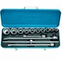 Jogo soquete 3/4 22 a 50mm estriado D32-EMZ com 14 peças Gedore