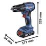 Parafusadeira de Impacto 18V GSB 185-LI 1/2'' +Kit Carregamento +23 Acessórios e Maleta -Bosch