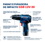 PARAFUSADEIRA FURA CONCRETO GSB 12V-30 BRUSHLESS 2 BATERIAS