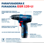 Parafusadeira Furadeira GSR 120- LI 12V com 2 Baterias e Maleta e Acessórios