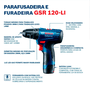 Parafusadeira Furadeira GSR 120-LI 3/8 Pol. 12V com 2 Baterias 2.0Ah Bivolt